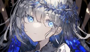 Preview wallpaper girl, wreath, sapphire, blue, anime
