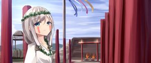 Preview wallpaper girl, wreath, sword, anime, art