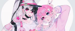Preview wallpaper girlfriends, girls, gestures, anime, cute