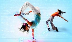 Preview wallpaper girls, break dance, dance, movement, style