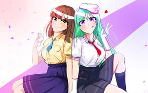 Preview wallpaper girls, friends, happy, anime, funny, cute