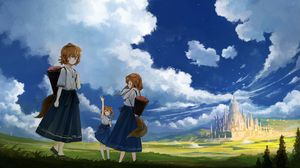 Preview wallpaper girls, friends, hike, anime