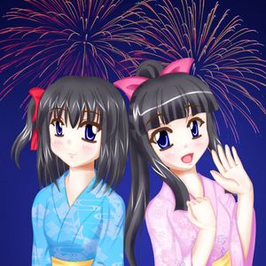 Preview wallpaper girls, friends, kimono, anime