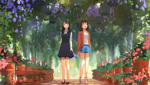 Preview wallpaper girls, girlfriends, garden, anime