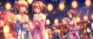 Preview wallpaper girls, girlfriends, kimono, holiday, anime, art