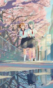 Preview wallpaper girls, girlfriends, uniform, schoolgirls, anime, art