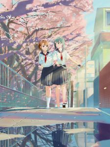 Preview wallpaper girls, girlfriends, uniform, schoolgirls, anime, art