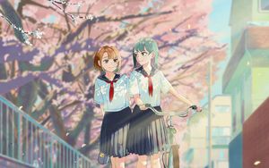 Preview wallpaper girls, girlfriends, uniform, schoolgirls, anime, art