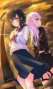 Preview wallpaper girls, glance, pose, anime