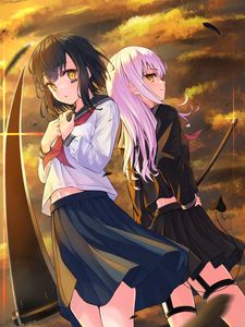 Preview wallpaper girls, glance, pose, anime