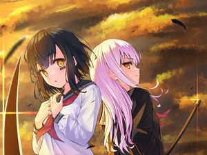 Preview wallpaper girls, glance, pose, anime