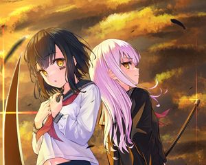 Preview wallpaper girls, glance, pose, anime