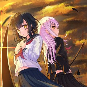 Preview wallpaper girls, glance, pose, anime