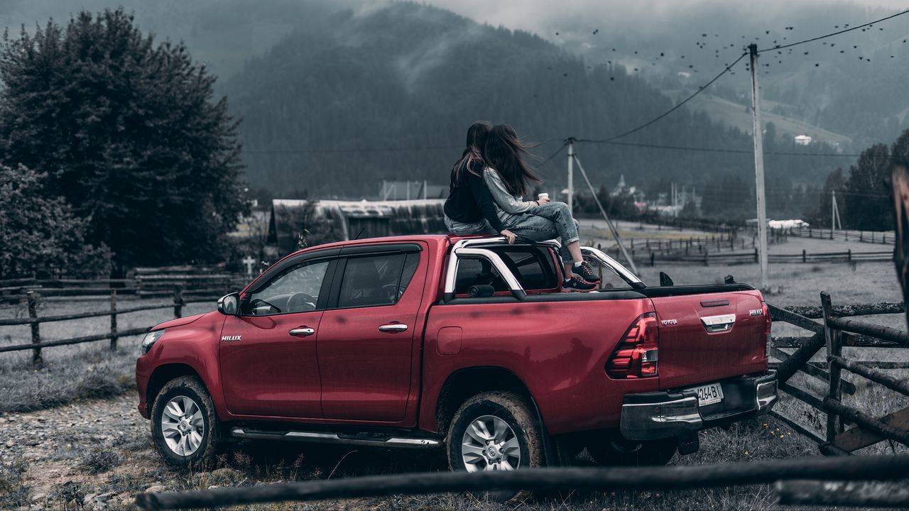 Wallpaper girls, journey, pickup, car, wind