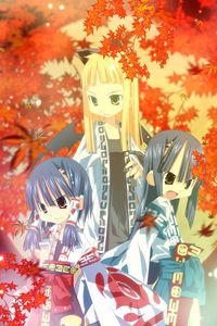 Preview wallpaper girls, kimono, autumn