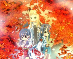 Preview wallpaper girls, kimono, autumn