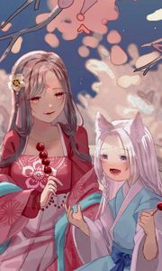 Preview wallpaper girls, kimono, holiday, anime