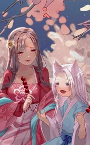 Preview wallpaper girls, kimono, holiday, anime