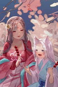 Preview wallpaper girls, kimono, holiday, anime