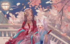 Preview wallpaper girls, kimono, holiday, anime