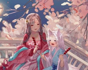 Preview wallpaper girls, kimono, holiday, anime