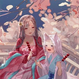 Preview wallpaper girls, kimono, holiday, anime
