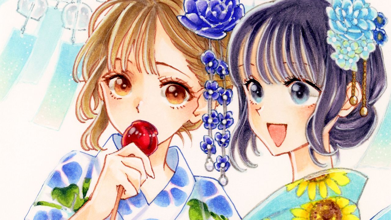 Wallpaper girls, lollipop, flowers, anime