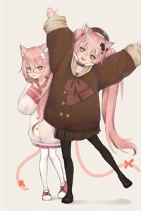 Preview wallpaper girls, neko, ears, anime, art