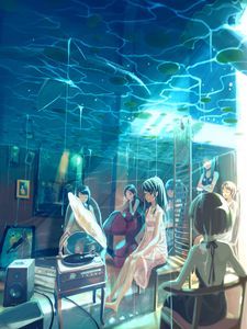 Preview wallpaper girls, party, music, underwater, anime