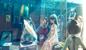 Preview wallpaper girls, party, music, underwater, anime