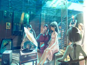 Preview wallpaper girls, party, music, underwater, anime