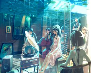 Preview wallpaper girls, party, music, underwater, anime