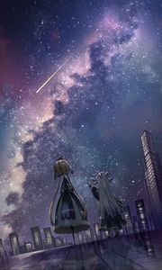 Preview wallpaper girls, princesses, stars, buildings, anime
