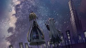 Preview wallpaper girls, princesses, stars, buildings, anime