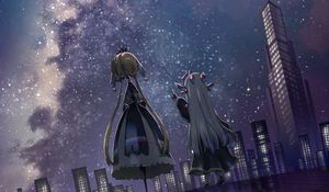 Preview wallpaper girls, princesses, stars, buildings, anime