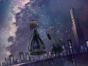 Preview wallpaper girls, princesses, stars, buildings, anime