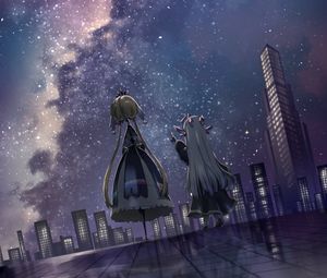 Preview wallpaper girls, princesses, stars, buildings, anime