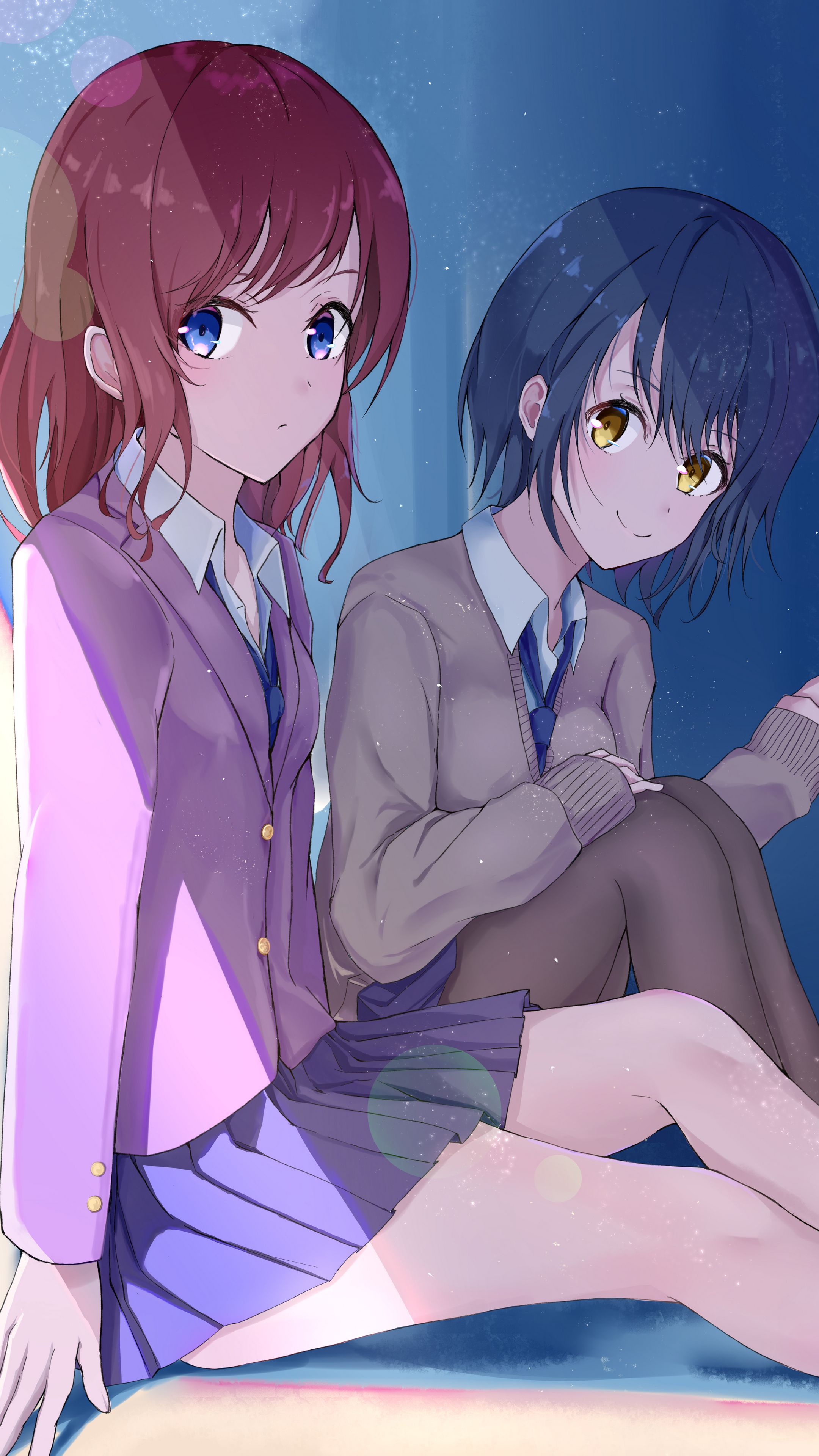 Download wallpaper 2160x3840 girls, schoolgirls, friends, anime, art ...