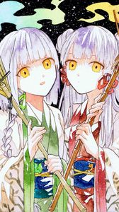 Preview wallpaper girls, twins, watercolor, anime