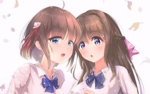 Preview wallpaper girls, uniform, friends, anime