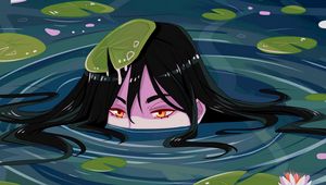 Preview wallpaper girls, water, water lilies, head, art