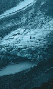 Preview wallpaper glacier, aerial view, ice, landscape, gray