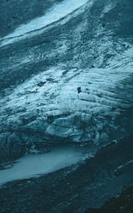 Preview wallpaper glacier, aerial view, ice, landscape, gray