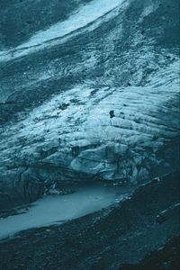 Preview wallpaper glacier, aerial view, ice, landscape, gray