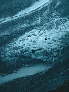 Preview wallpaper glacier, aerial view, ice, landscape, gray