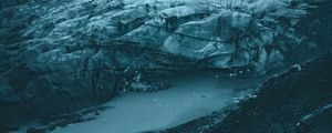 Preview wallpaper glacier, aerial view, ice, landscape, gray