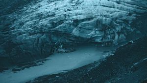 Preview wallpaper glacier, aerial view, ice, landscape, gray