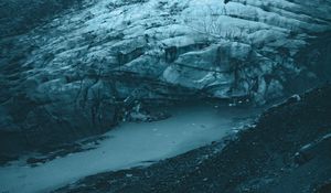 Preview wallpaper glacier, aerial view, ice, landscape, gray