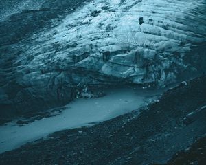 Preview wallpaper glacier, aerial view, ice, landscape, gray