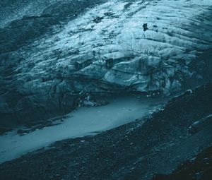 Preview wallpaper glacier, aerial view, ice, landscape, gray